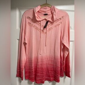 Torrid Pink and Red Ombre Hoodie Top Size 1